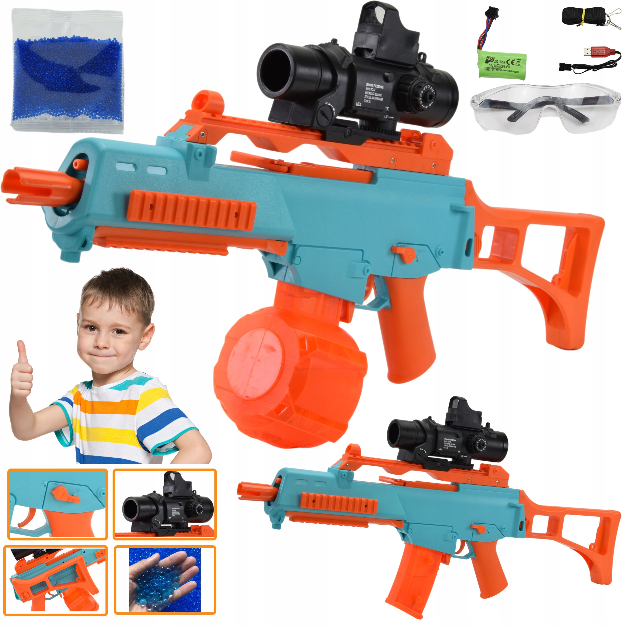 

Karabin Pistolet Na Kulki Żelowe Orbiz Automat 2W1