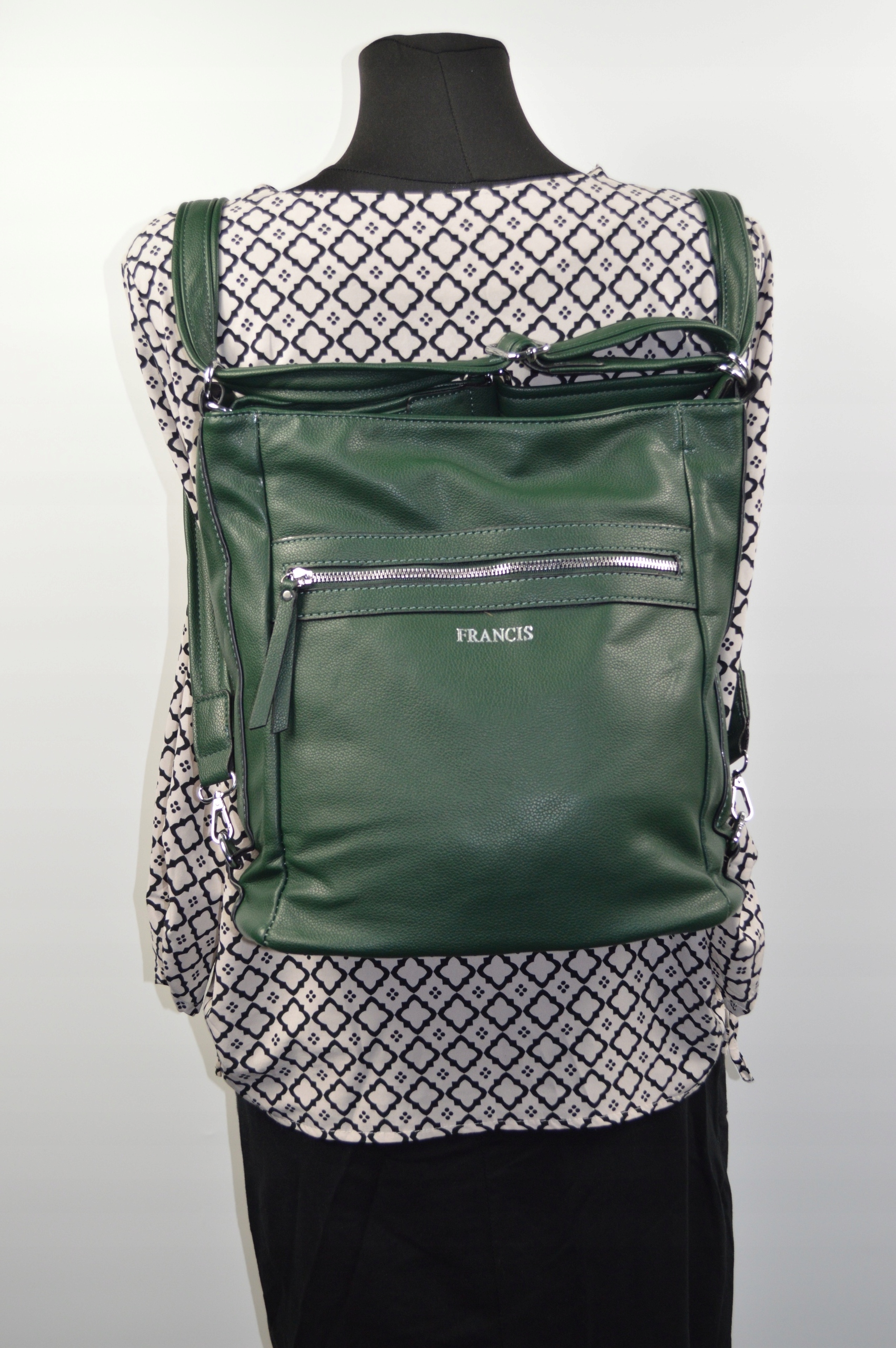 DUŻA POJEMNA TOREBKA DAMSKA LISTONOSZKA WOREK TORBO-PLECAK Wzór dominujący bez wzoru