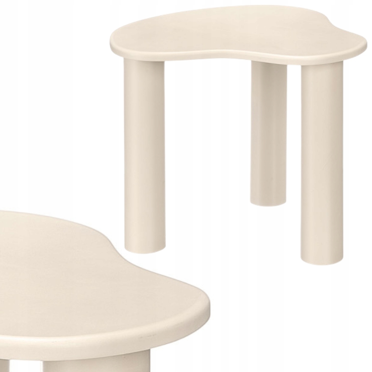 Stolik kawowy beżowy 45x45x40 cm do salonu boho nowoczesny dekoracyjny