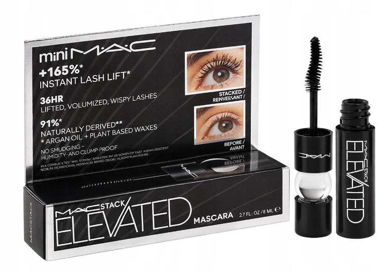 Mac Cosmetics Mac Stack Elevated Mascara Black řasenka na řasy Mini 8 g