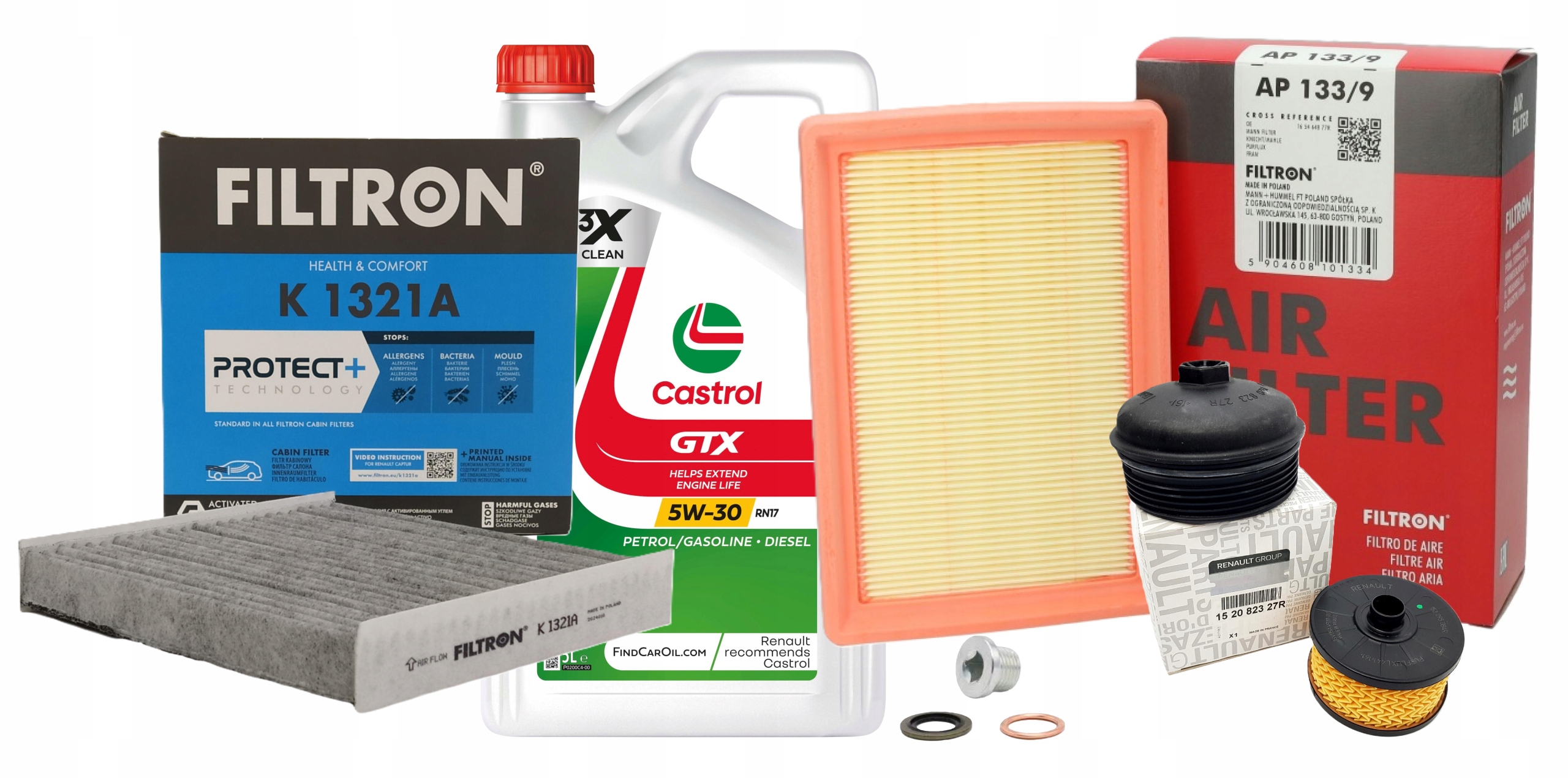 Olejový Filtr Korek Renault Dacia TCe Originál +olej Castrol Gtx RN17 5W30 5L