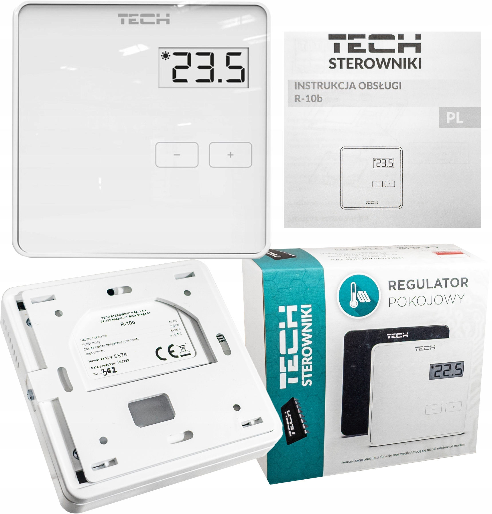 STEROWNIK TECH R-10B PRZEWODOWY REGULATOR POKOJOWY DWUSTANOWY BIAŁY
