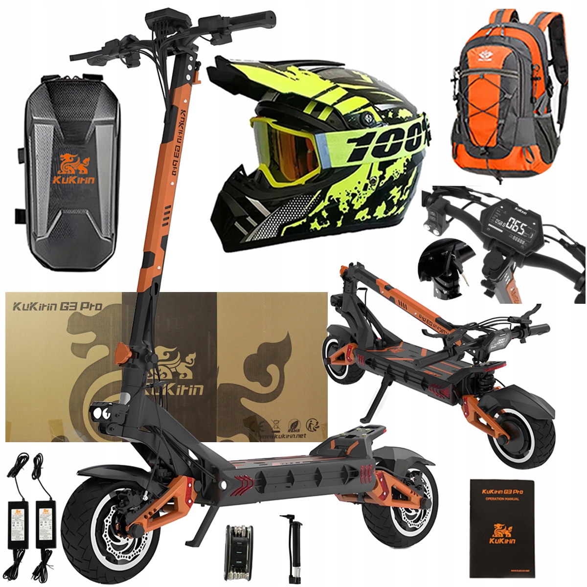 Składany pojazd elektryczny Kukirin G3 Pro 2400W 52V 23AH 65KM/H 80KM 10"PL