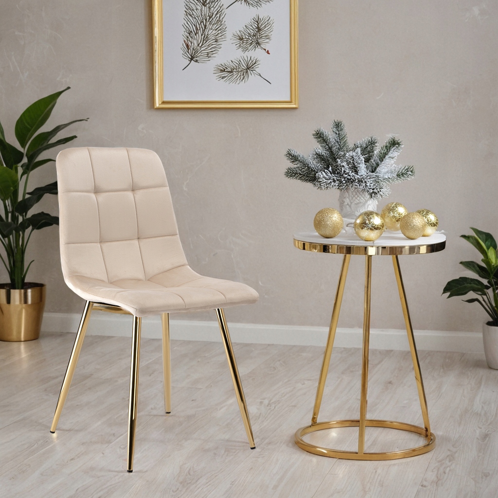 KRZESŁO PIKOWANE WELUROWE BEŻOWE TAPIECROWANE KUCHENNE DO SALONU JADALNI EAN (GTIN) 5905523067026