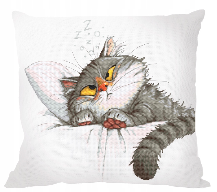 Křížková výšivka Vyšívací sada Polštář O čem sní kočky?