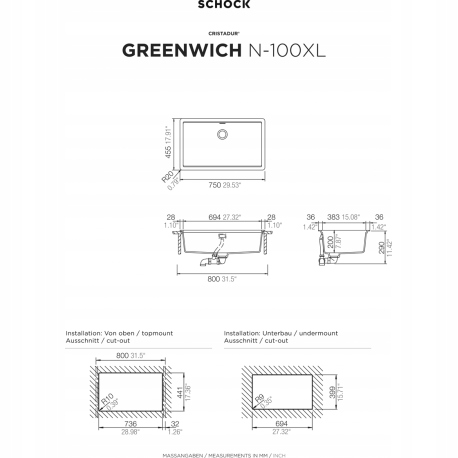 Zlew Schock GREENWICH N-100XL Silverstone Kod producenta GREENWICH N-100XL