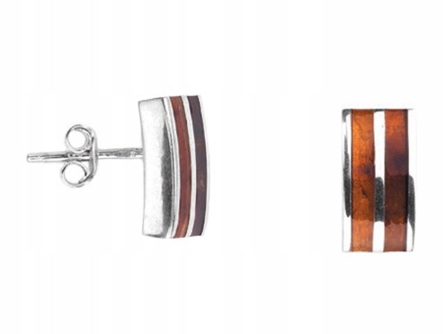 Stříbrné Náušnice Šroubky s jantarem Dámské obdélníkové náušnice Stříbro 925