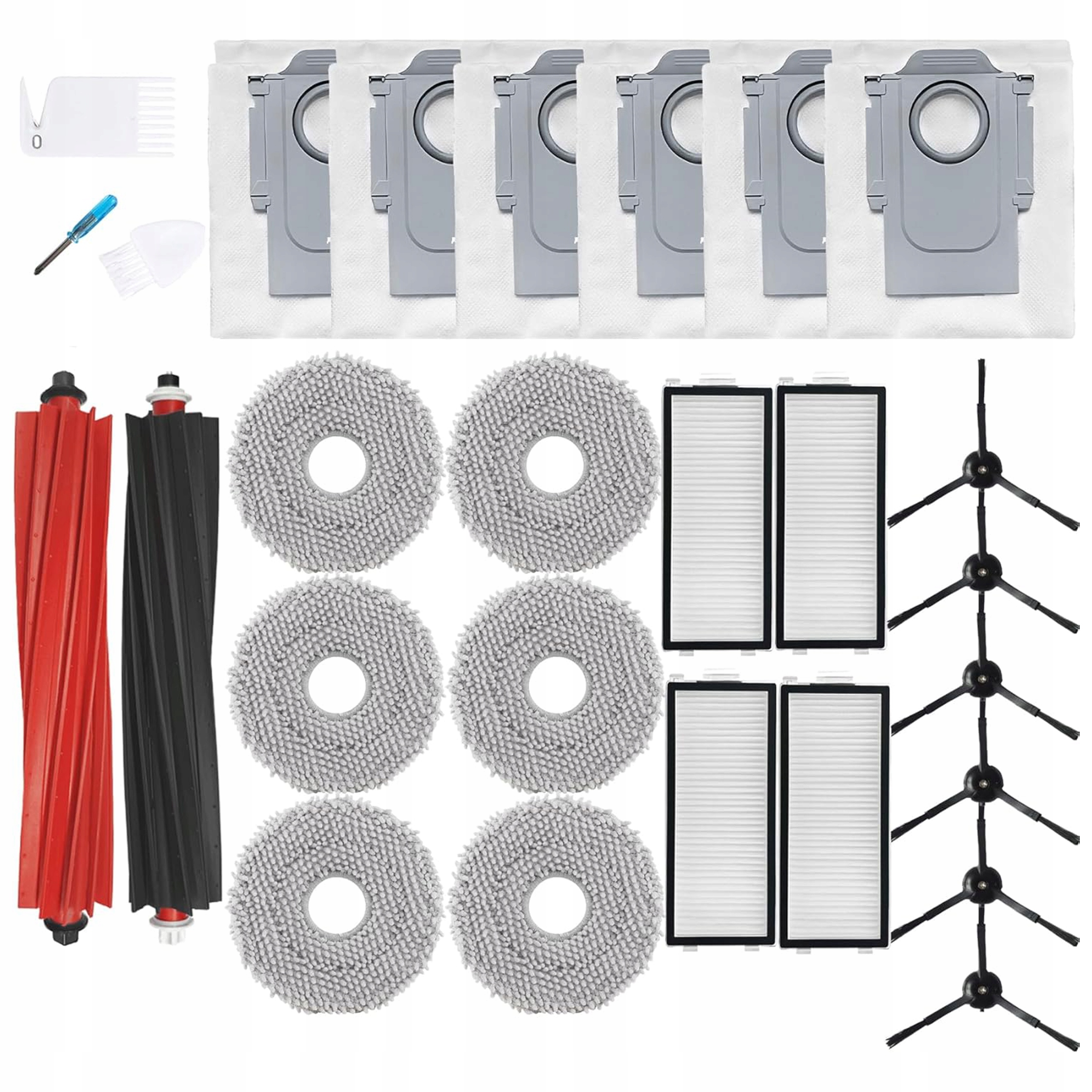 25 ks Sada Příslušenství Pro Roborock Qrevo Curv/edge Kartáče, Filtry, Mopy