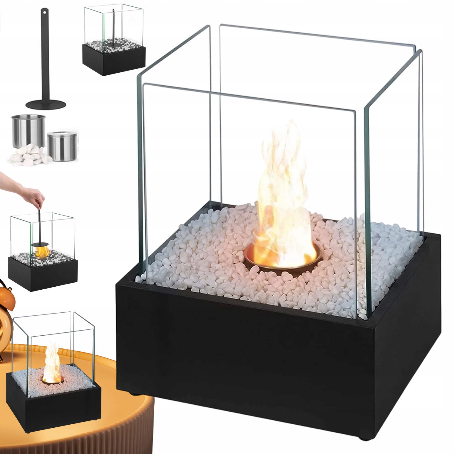 Mini Biokrby Z Tvrzeného Skla S Ocelovou Základnou Pro Stoly A Zahradu