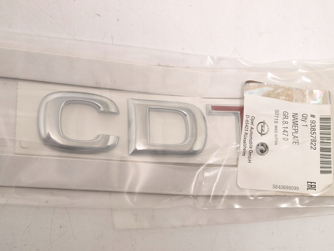 Opel Vivaro napis emblemat "VIVARO CDTI" 93857822, S640698099 Marka Opel