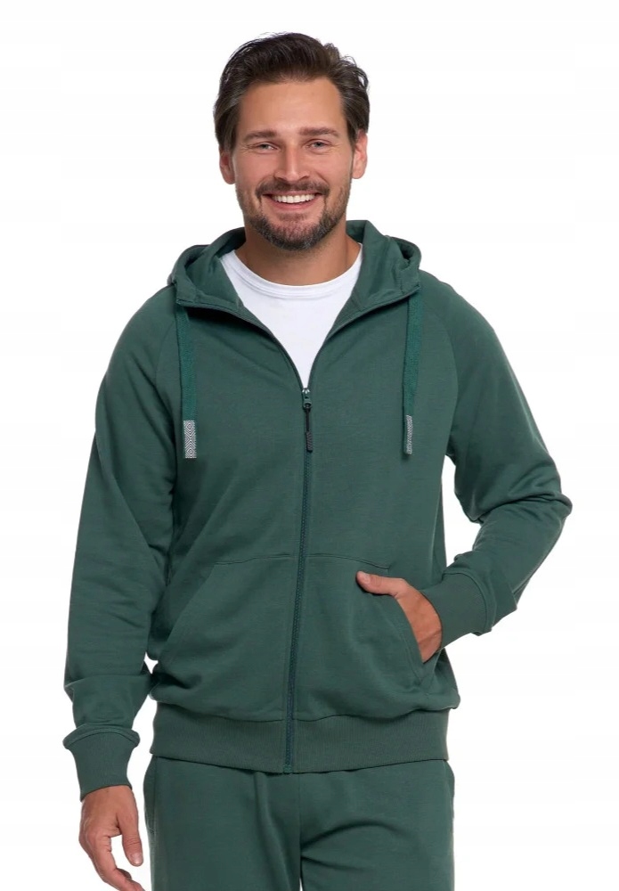 Pánská Rozepínací Mikina Hladká Zelená S Kapucí Bavlna Stylová Moraj XL