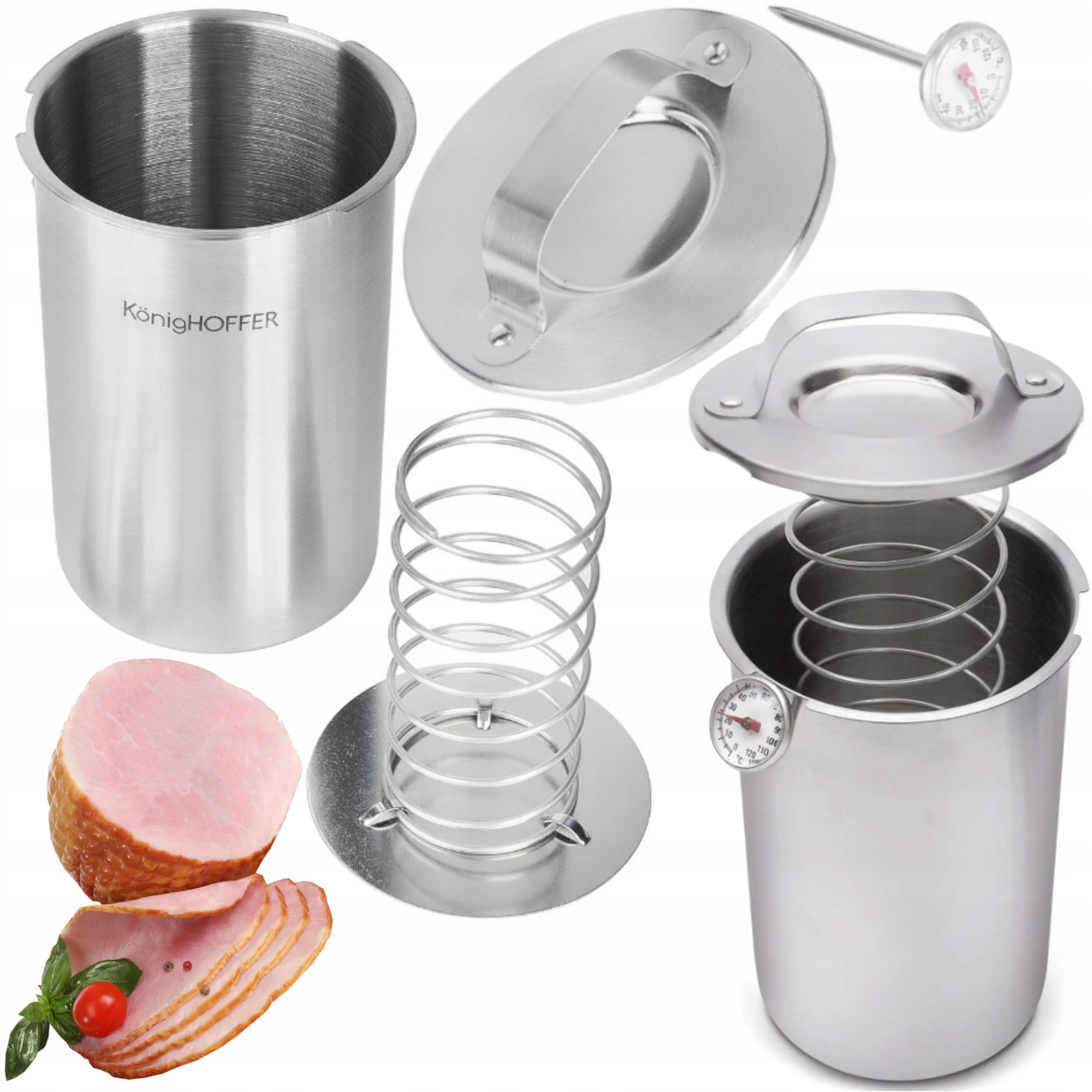 Šunkovar Na Maso A Uzeniny 1,5 L Pružina Teploměr Rukojeť