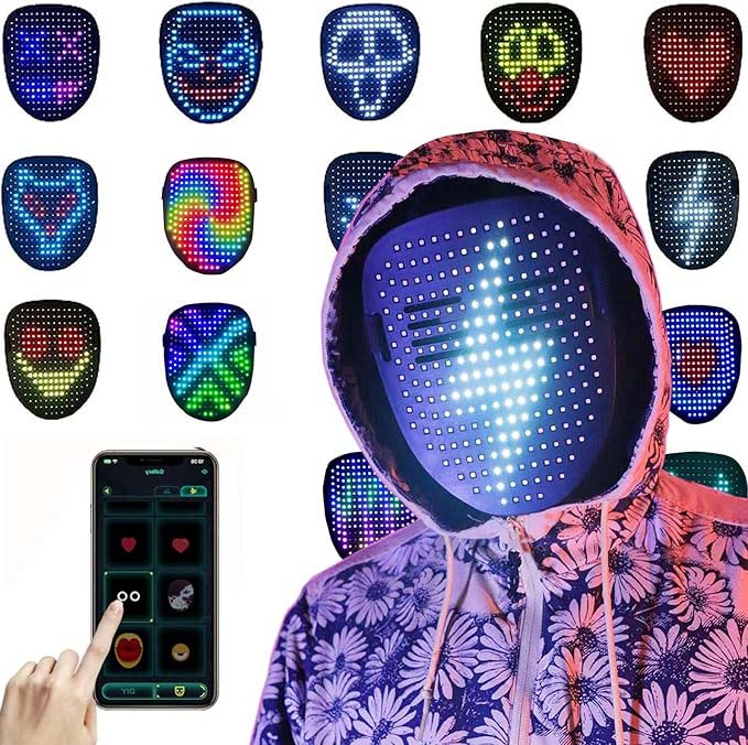 Maska Na Obličej Monstrum Led Variabilní Maska Na Aplikaci Ovládání Gesto 700MAH