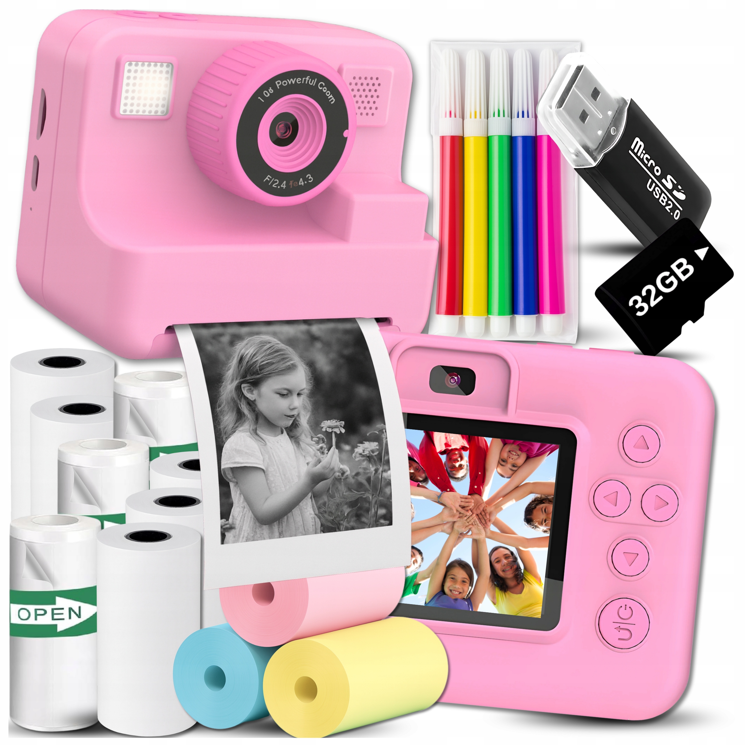 Instantní Digitální Fotoaparát Pro Děti S Tiskárnou 11 Rolí Karty