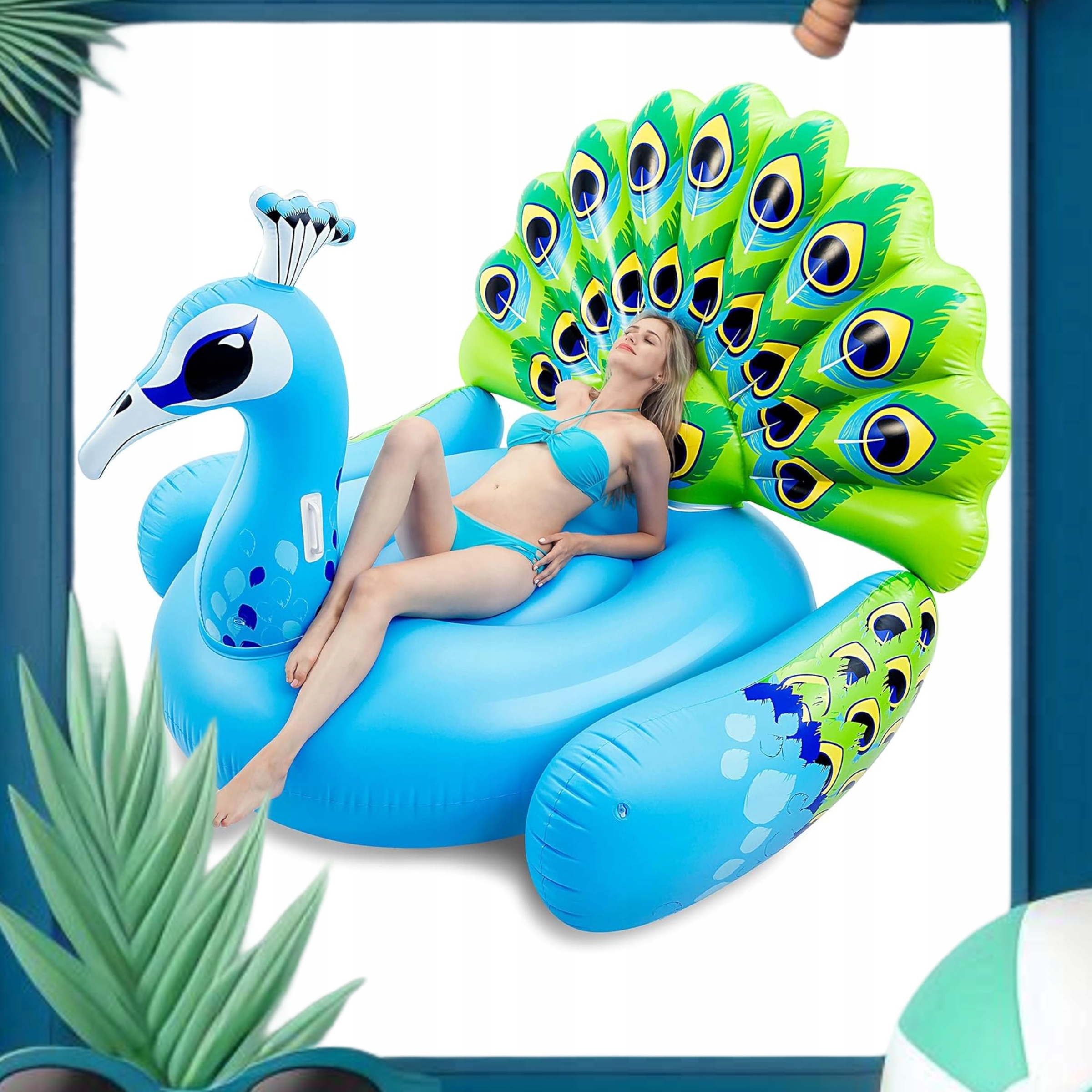 DUŻY MATERAC NA BASEN PLAŻĘ JEZIORO DO PŁYWANIA PAW NIEBIESKI DMUCHANY WODA Kod producenta DMUCHANY MATERAC DO PŁYWANIA DLA DZIECI NOWY