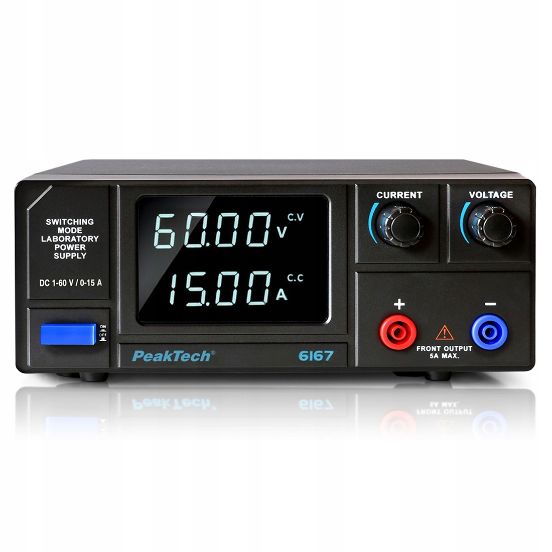 Impulsní laboratorní napájecí zdroj DC 1-60V 15A Led PeakTech P6167