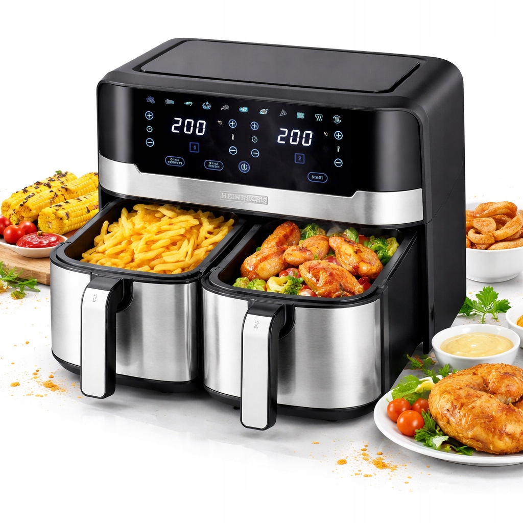 Air Fryer 9L podwójna 2400W Frytkownica Beztłuszczowa dwukomorowa