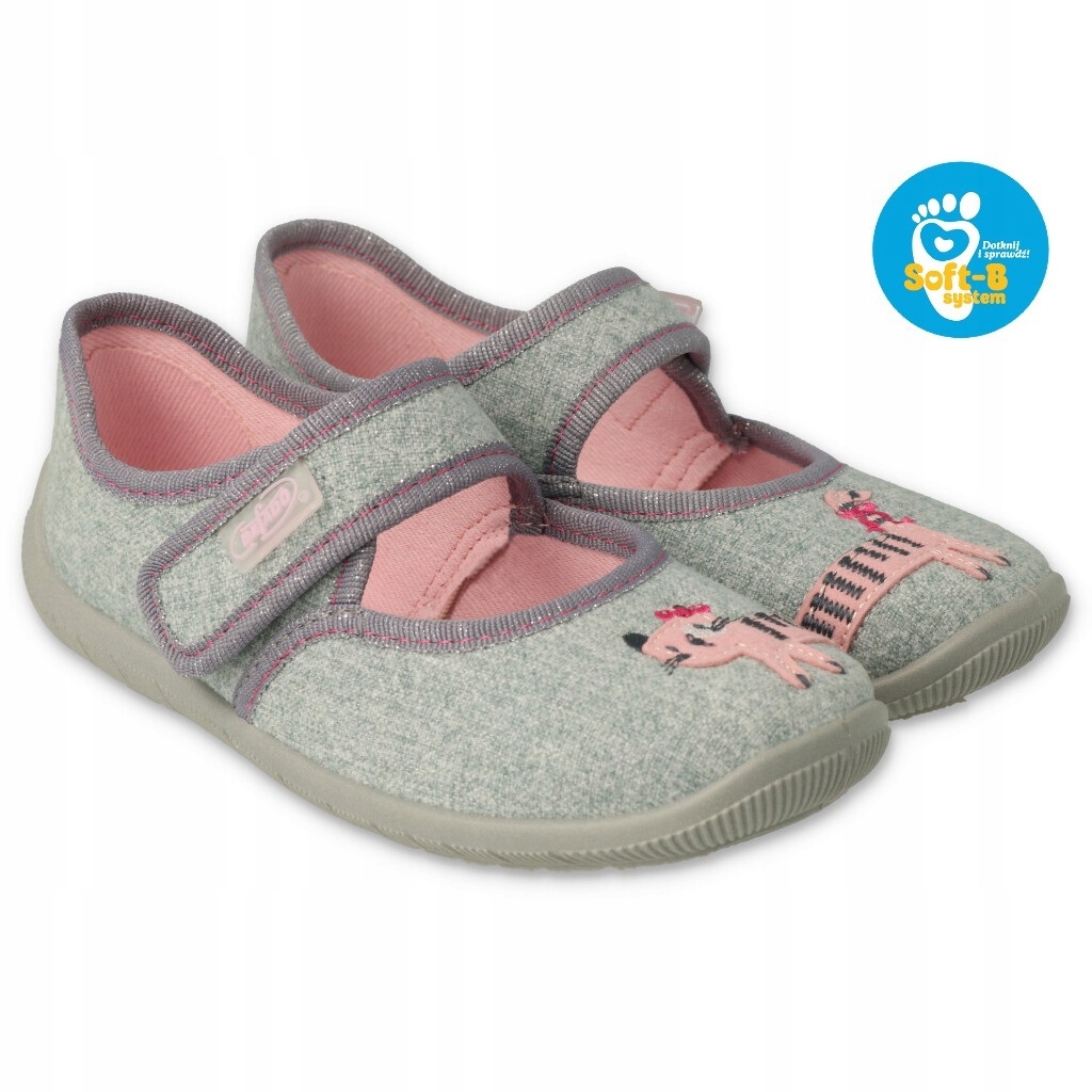 

Szare Tkanina Buty Kapcie dziecięce Befado r.25