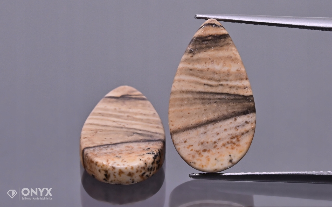 Jaspis Kalahari mělký Pár slza 17,5x10 mm
