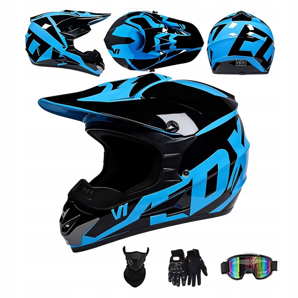 Motocyklová Přilba Lehká Enduro Quada Brýle Rukavice Maska M