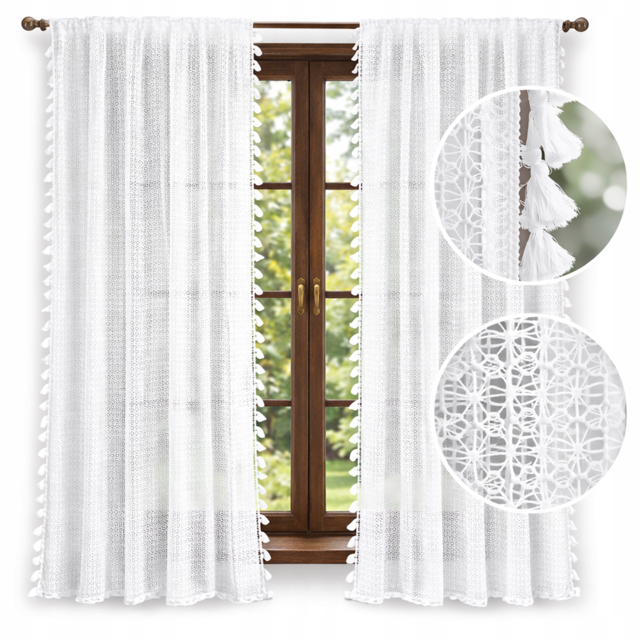 Firana Boho Rustykalna Vintage 150x250 klasyczna gotowa z frędzlami Komplet