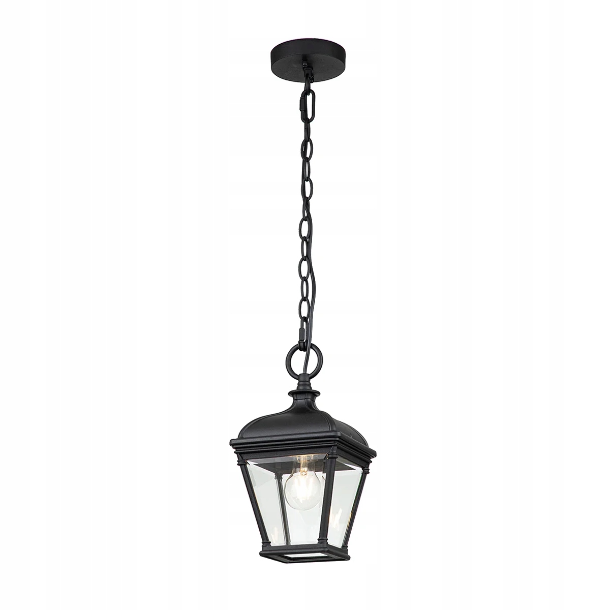 Vonkajšia závesná terasová lampa klasická čierna s reťazou IP44 Elstead