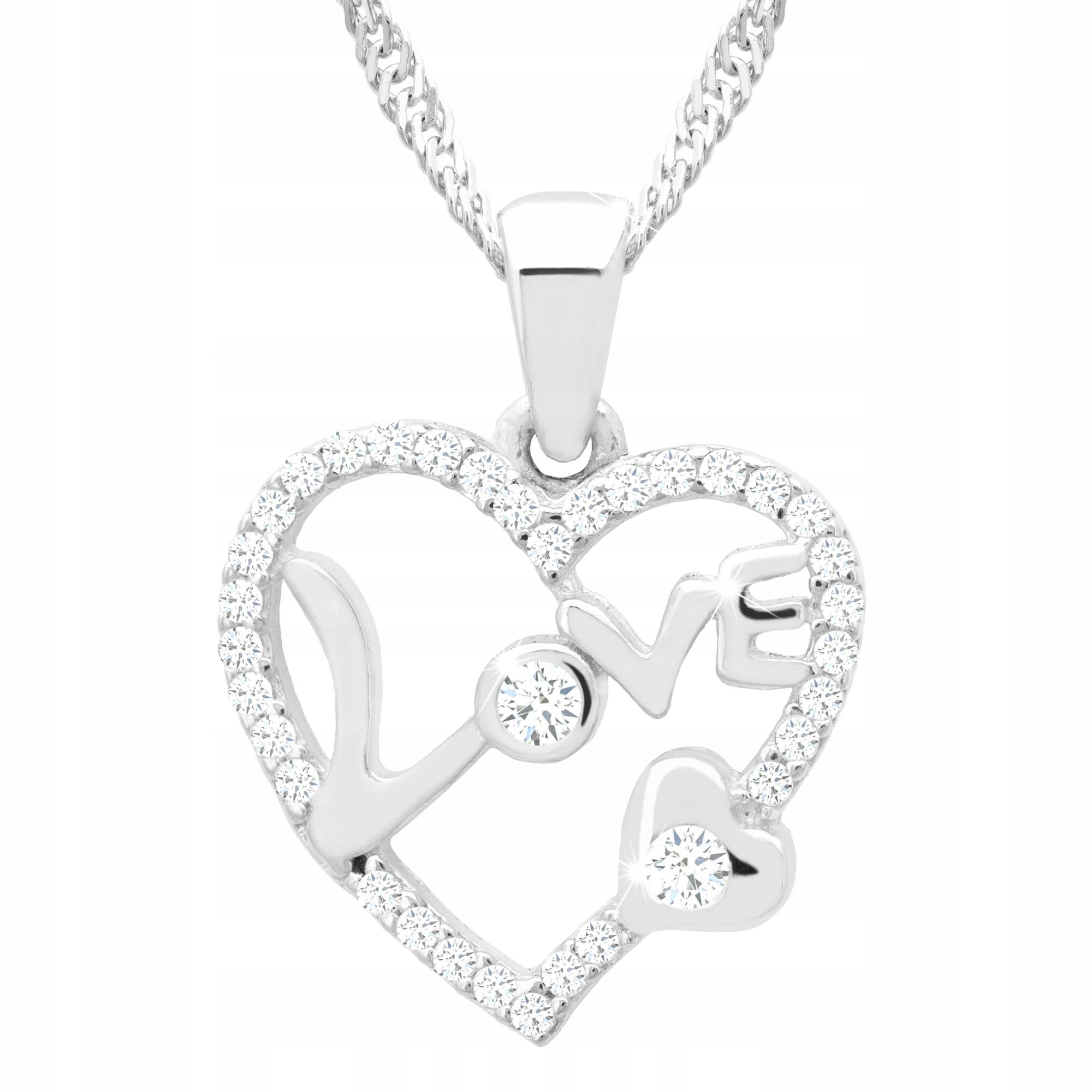 Stříbrný náhrdelník Srdce Láska Miluji Tě Srdíčko Láska Stříbro 925