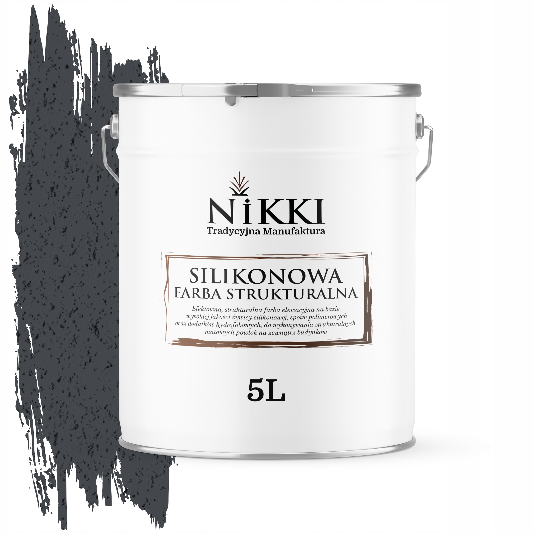 Štruktúrovaná fasádna silikónová fasádna farba 5L šedá oceľová RAL7024