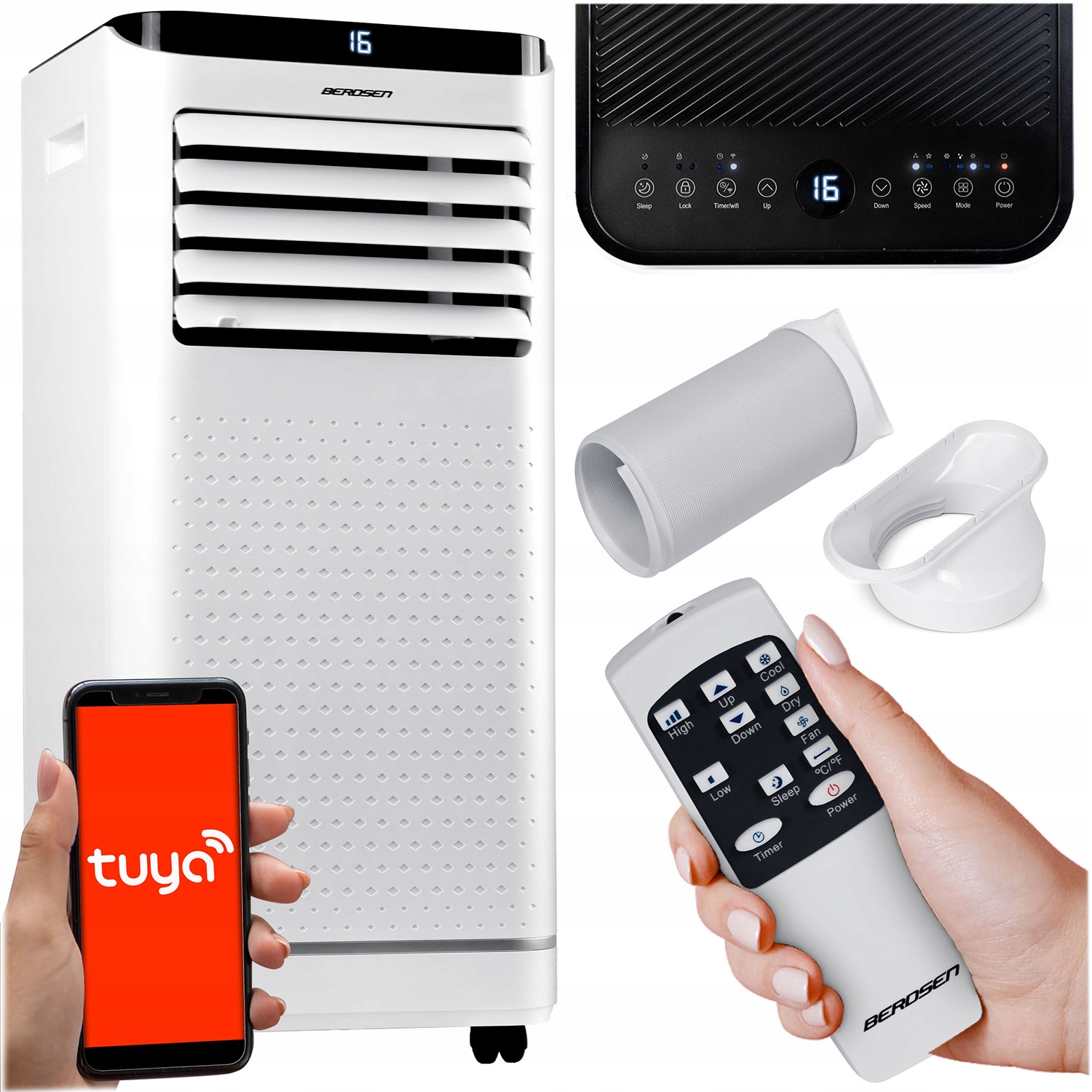 Prenosná Klimatizácia 2,6 kW 30 m2 Odvlhčovač 24 l/24 h WiFi Berdsen 9000 Btu