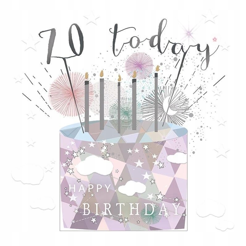 KARNET KWADRAT MAŁY Z KOPERTĄ URODZINY 70 ŚWIECZKI