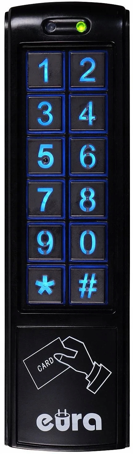 Zamek Szyfrowy ''eura''- czarny,wąski, 2 wyjścia,natynk,czytnik zbliżeniowy