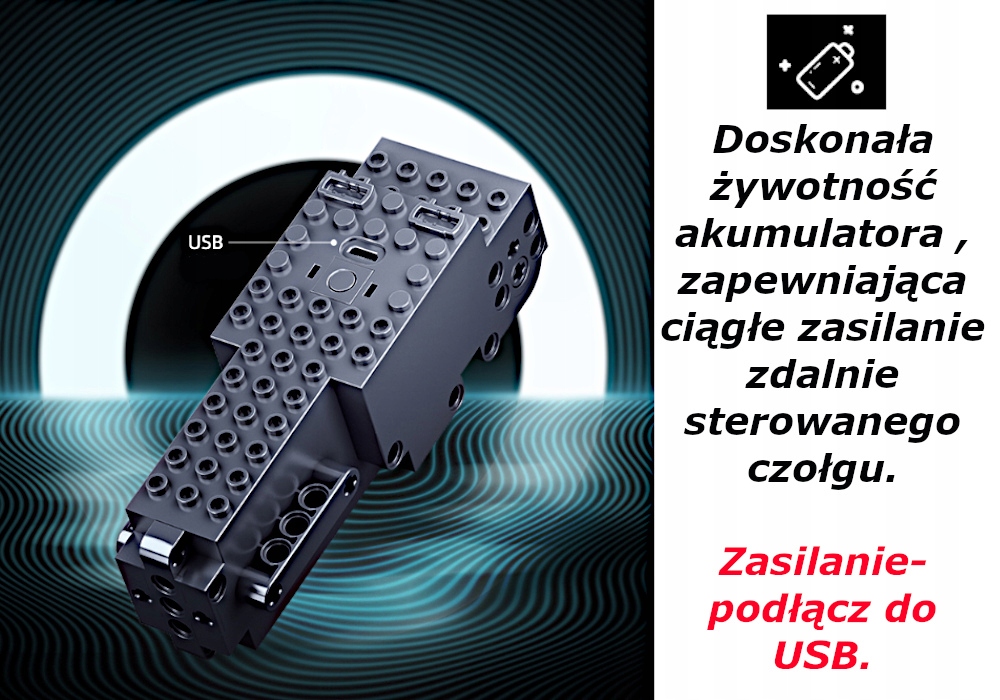 Klocki JEEP R/C ZDALNIE STEROWANY, pilot +LEGO Wiek dziecka 8 lat +