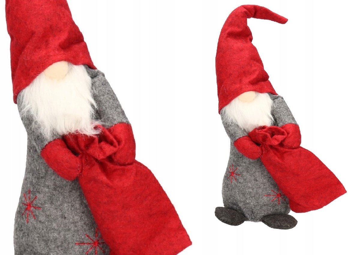 

Skrzat Krasnal Mikołaj Gnom Z Workiem Duży 36 CM