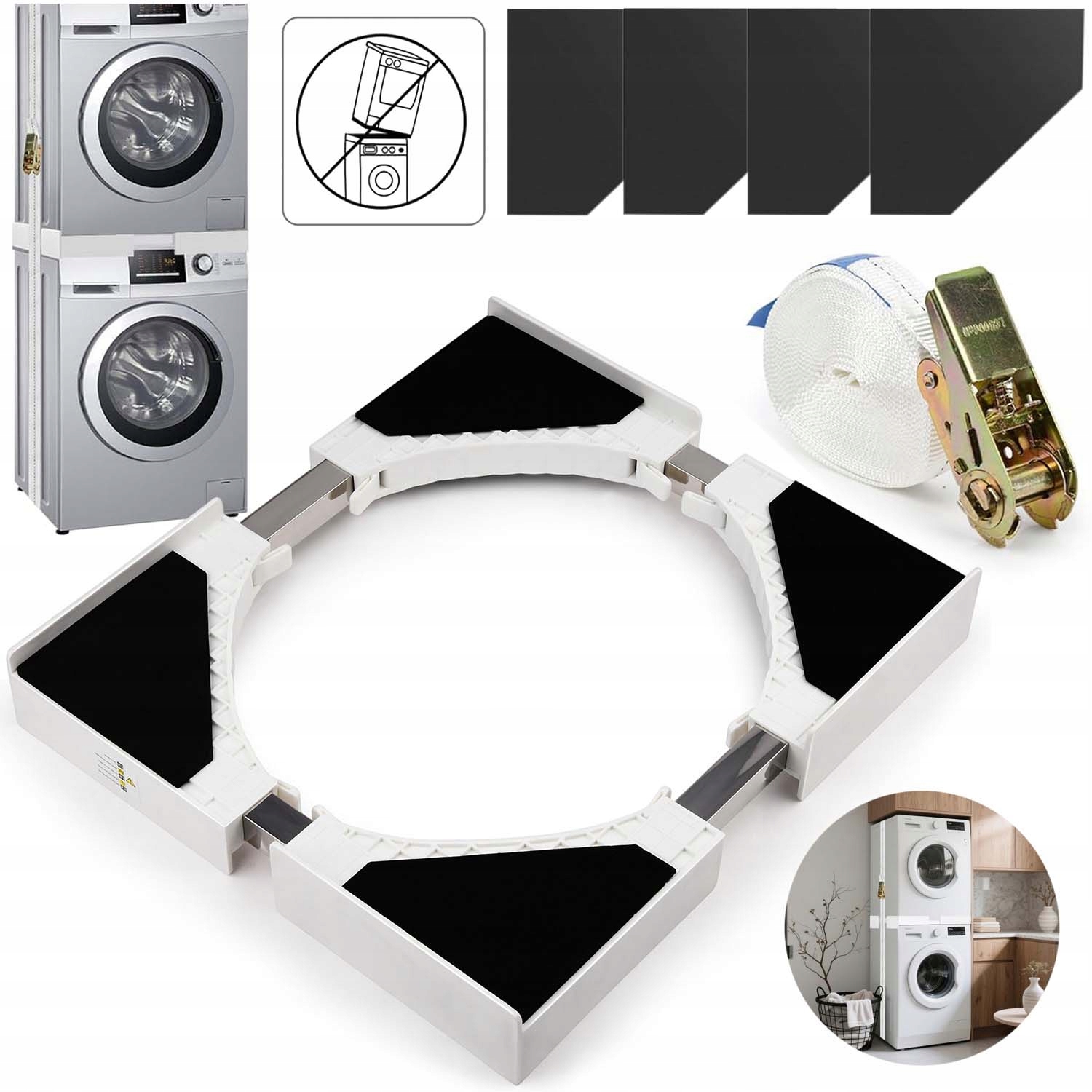 Łącznik Pralki Suszarki Uniwersalny Szerokość 46-66CM Antywibracyjna