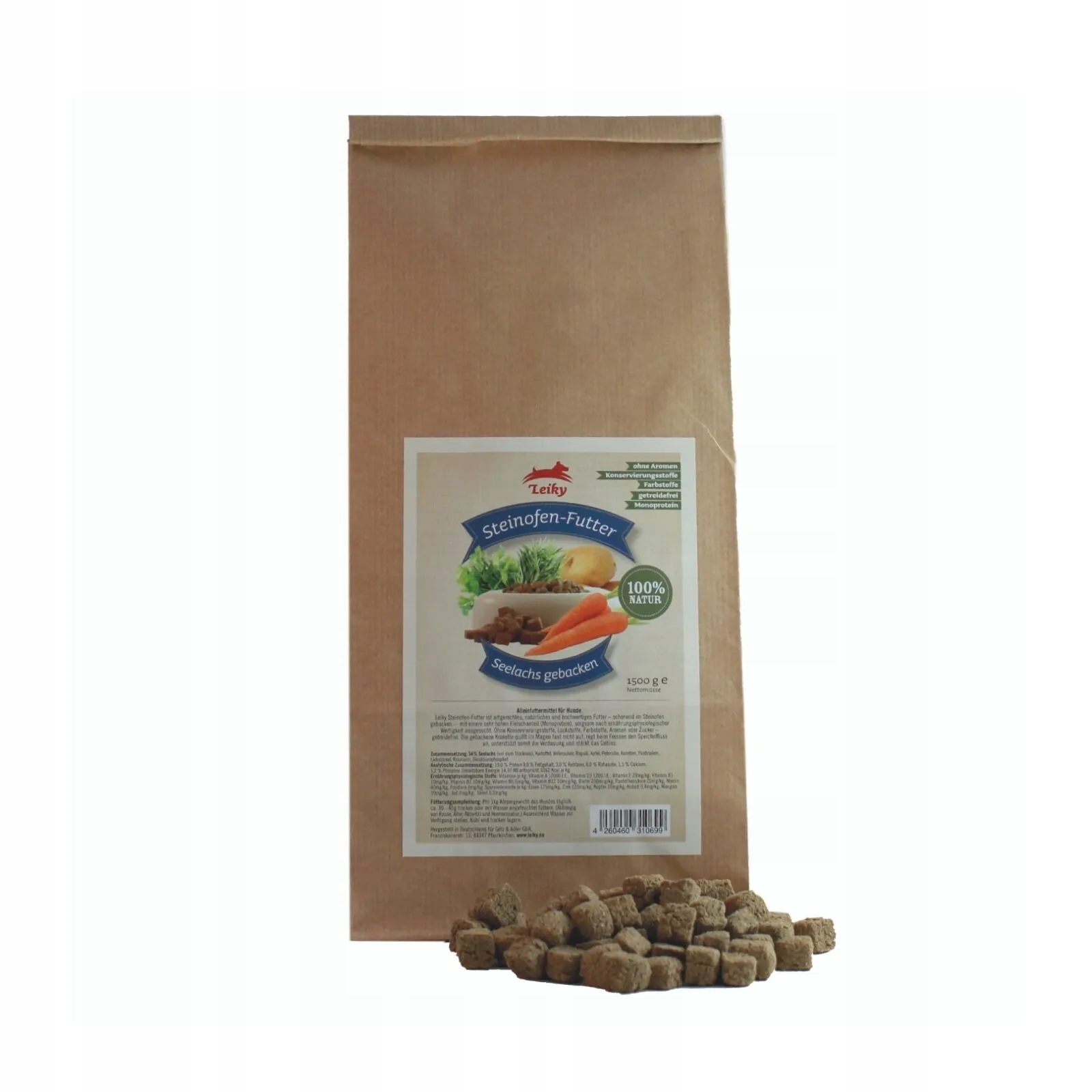 Dorsz czarny z warzywami dla psa karma wypiekana w piecu Leiky 1.5 kg