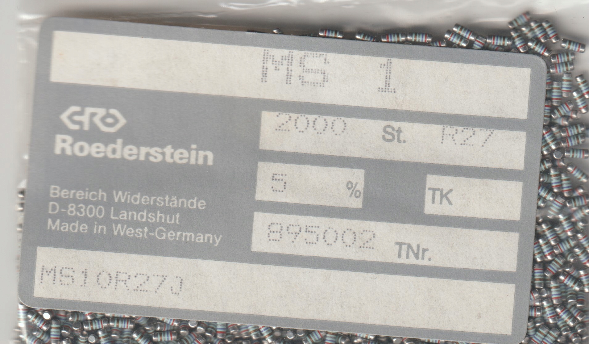 [100szt] 0R27 5% 100ppm rezystor Smd minimelf MS1 Roederstein low noise