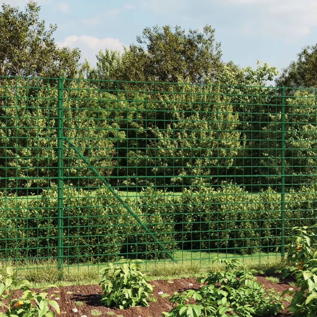 vidaXL Ogrodzenie z siatki, z kotwami, zielone, 1,8x25 m