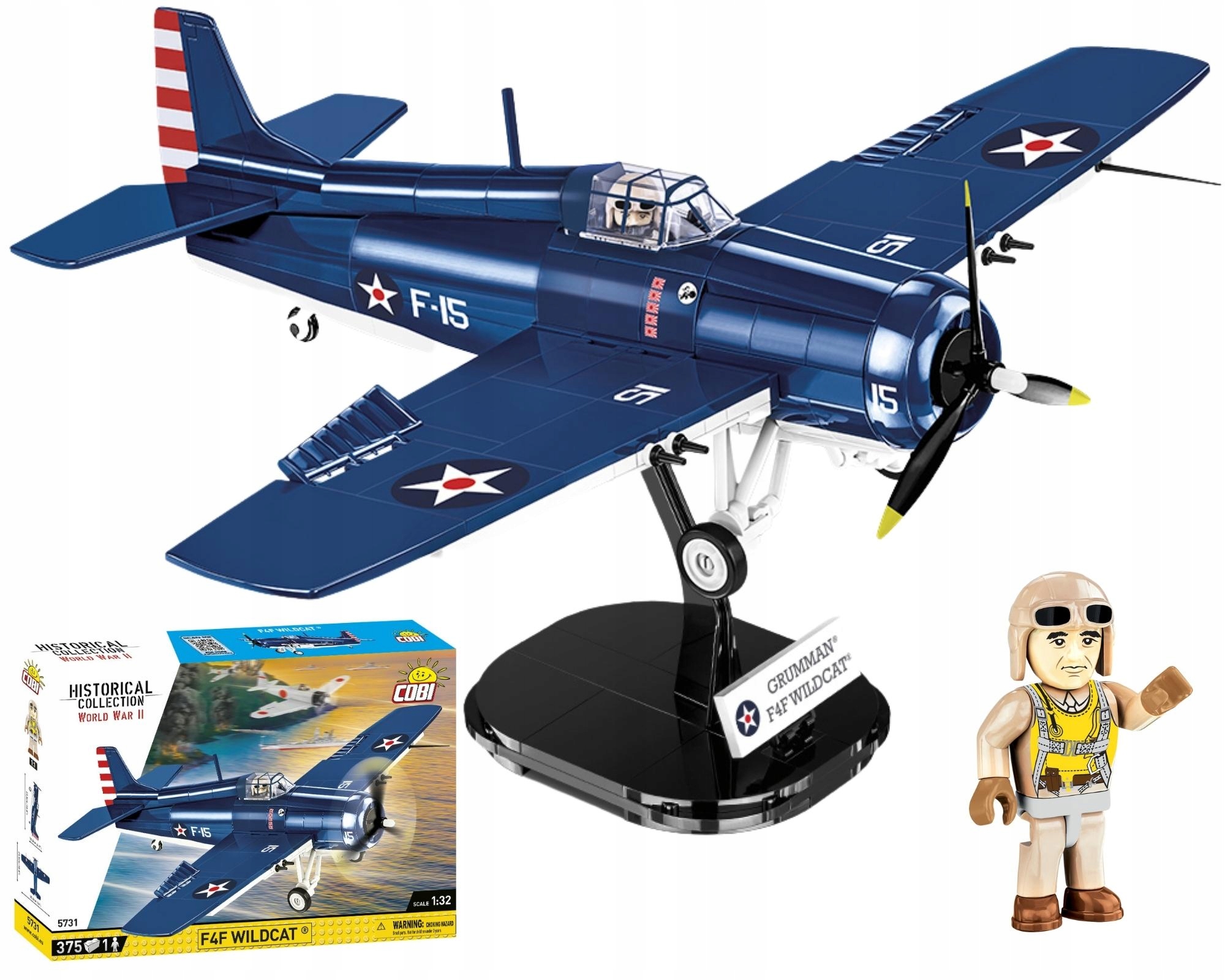 

Cobi 5731 Samolot F4F Wildcat Klocki Hc WW2 375 El