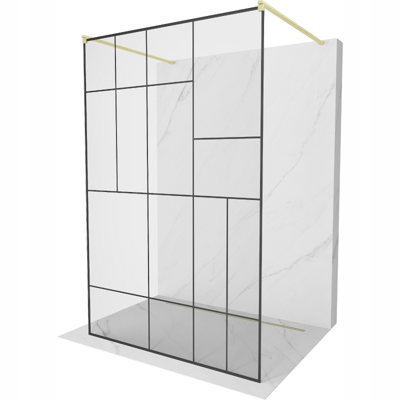 Mexen Kioto volně stojící sprchová stěna 120 x 200 cm, černý vzor 8 mm, zla