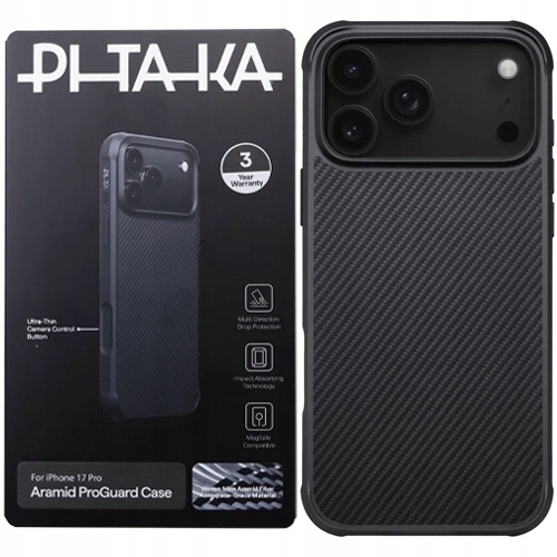 Odolné Pouzdro Zadní Kryt Pro Apple Iphone 17 Pro Pitaka Aramid Magsafe Black