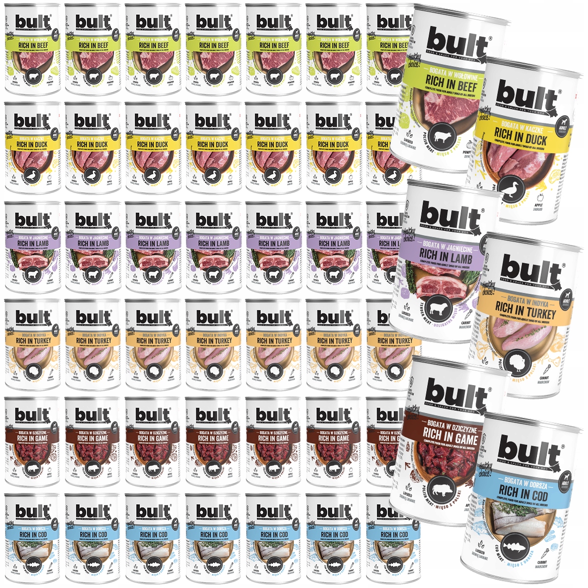 Levně Vlhké Krmivo Pro Psa Bult Plechovky Bohaté Na Chuť MIX Set 48x400g