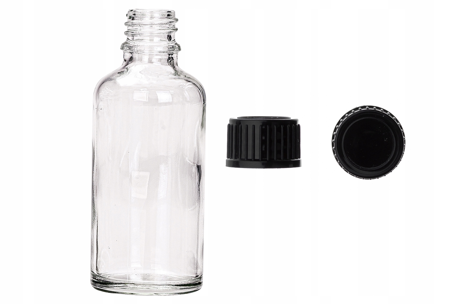 

Butelka szklana bezbarwna 100 ml z nakrętką czarną