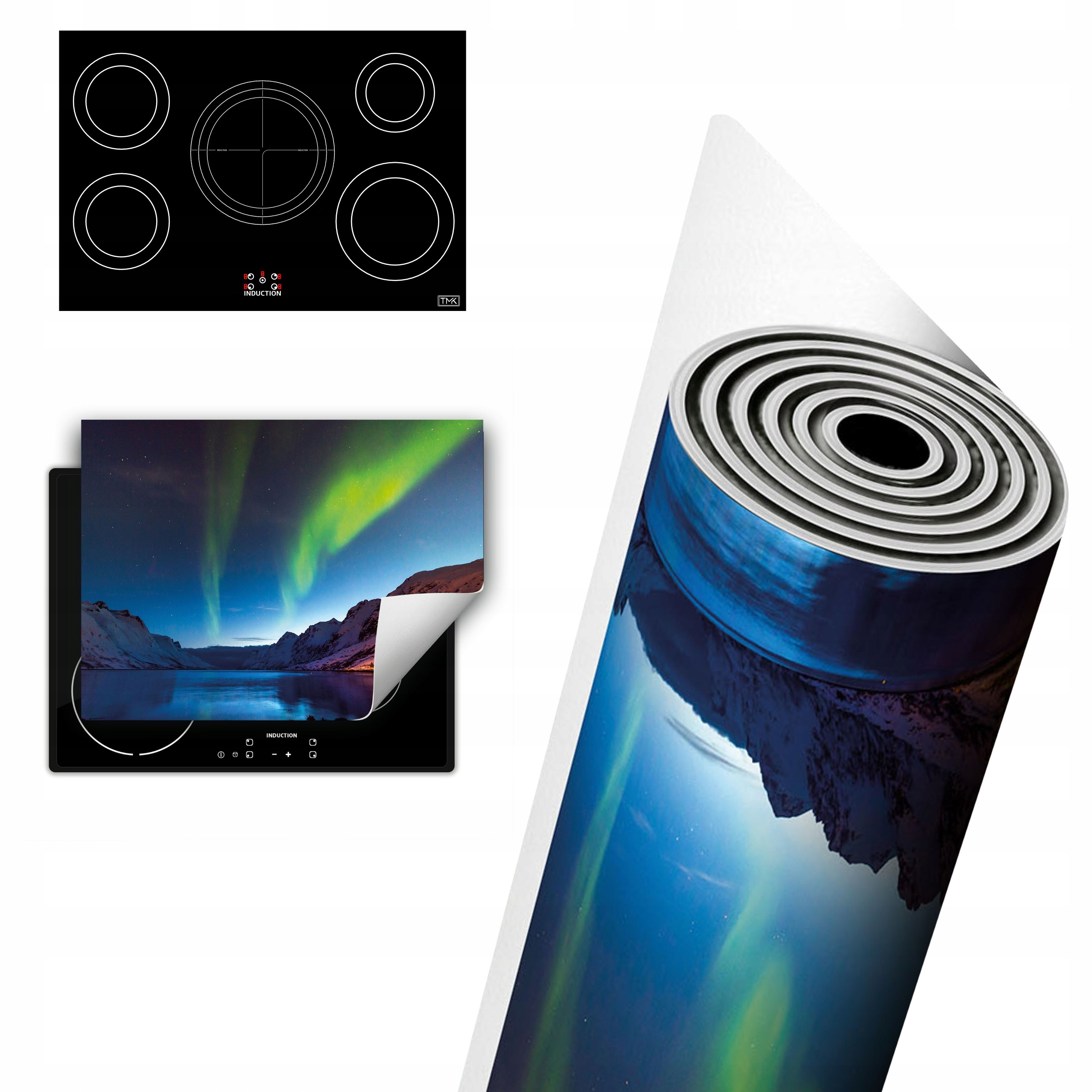 Vinylová Ochrana Na Indukci Pracovní Deska 80x52 polární záře krajina