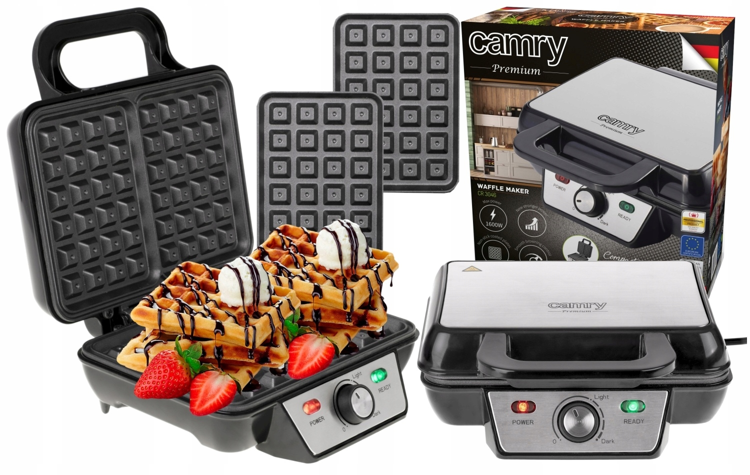 

Gofrownica Opiekacz 2 Chrupiące Gofry XXL 1600W
