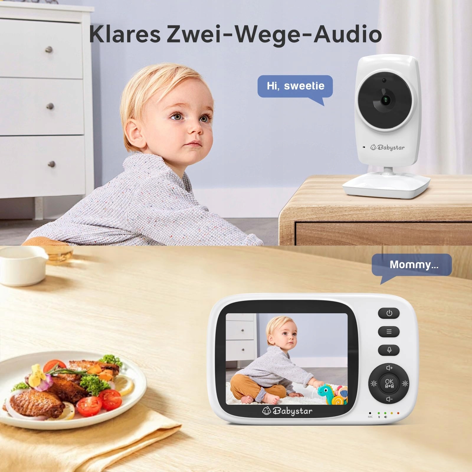 BABYSTAR Elektroniczna Niania Kamera 3.2" Nocny Tryb Audio VOX 2100mAh — miniatura 5