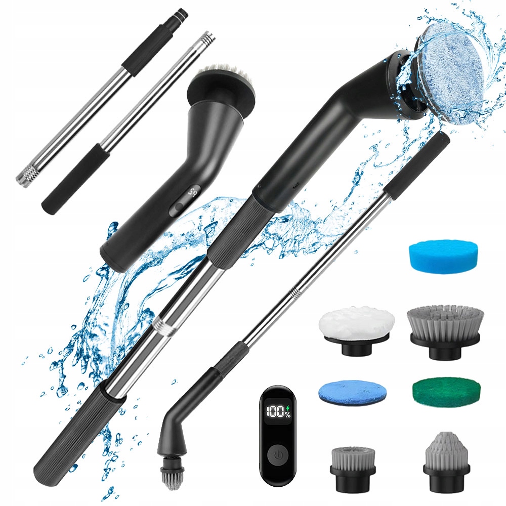 Levně Ruční Elektrický Čisticí Kartáč Se Zatahovací Rukojetí, 7 Hlavic IPX7 7V1