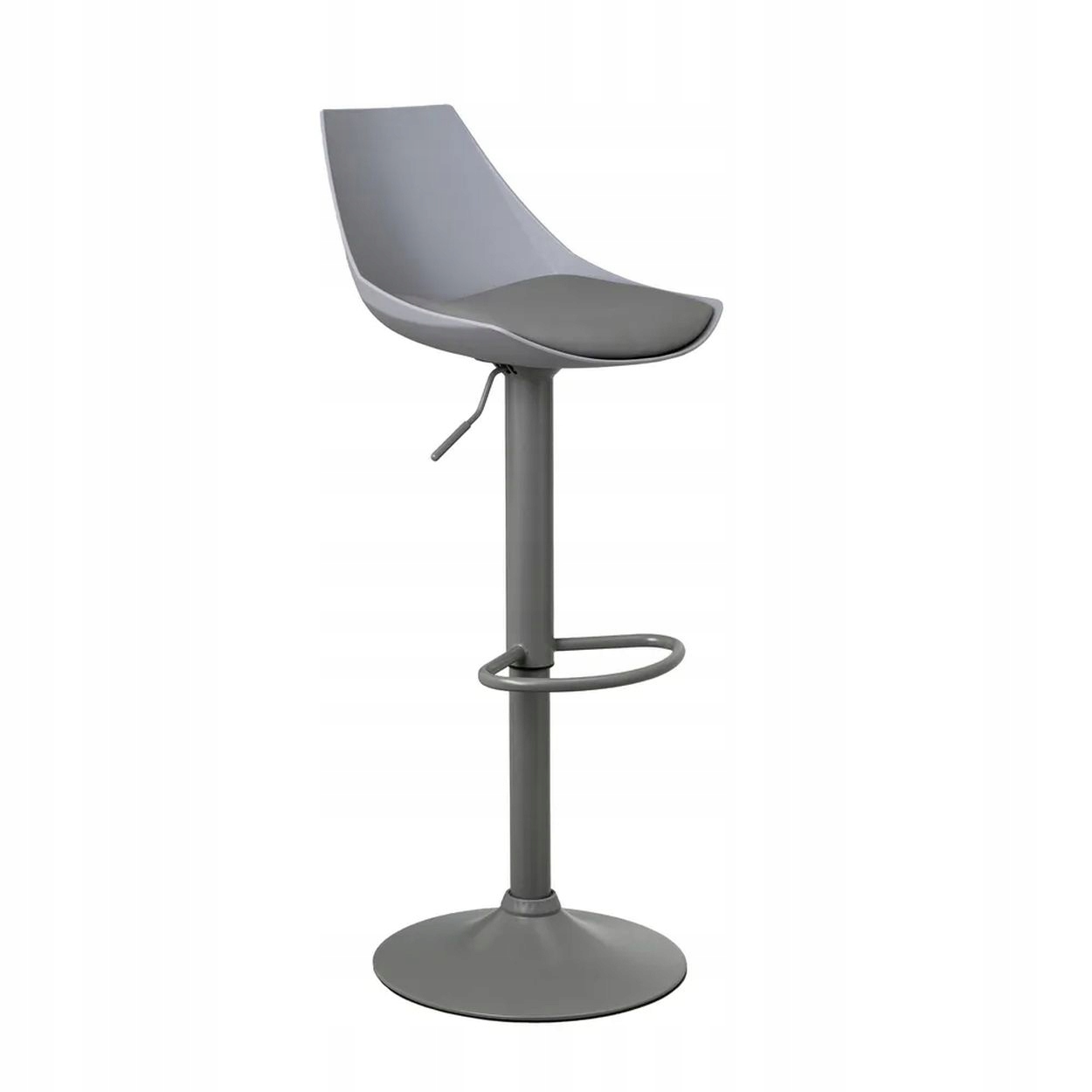 Hoker Regulovateľná Kovová Kožená Jedálenská Stolička Barová Šedá 104 cm