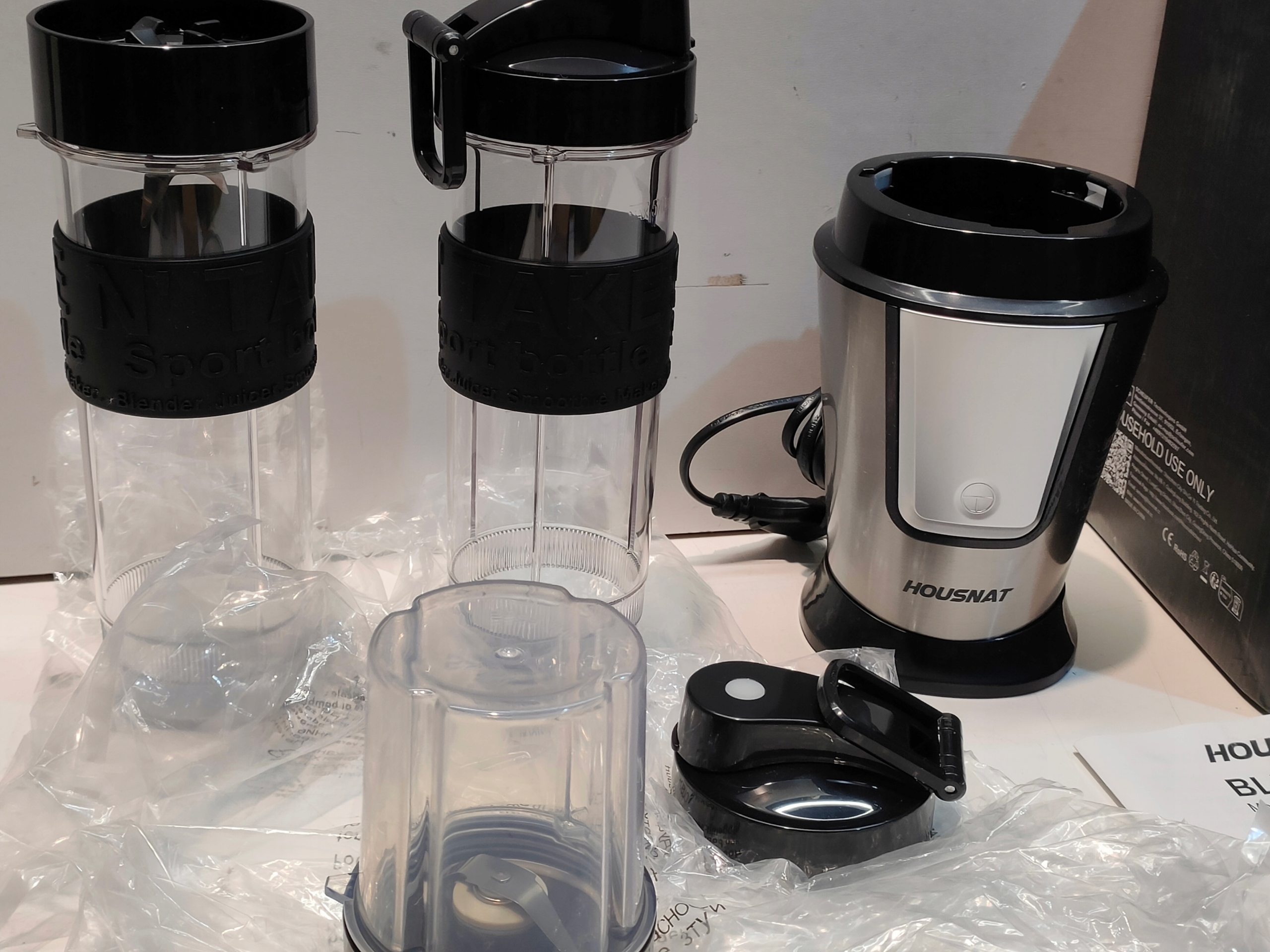 HOUSNAT Blender Do Smoothie 500W Z Młynkiem 2 Butelki Tritan 570ml — miniatura 11