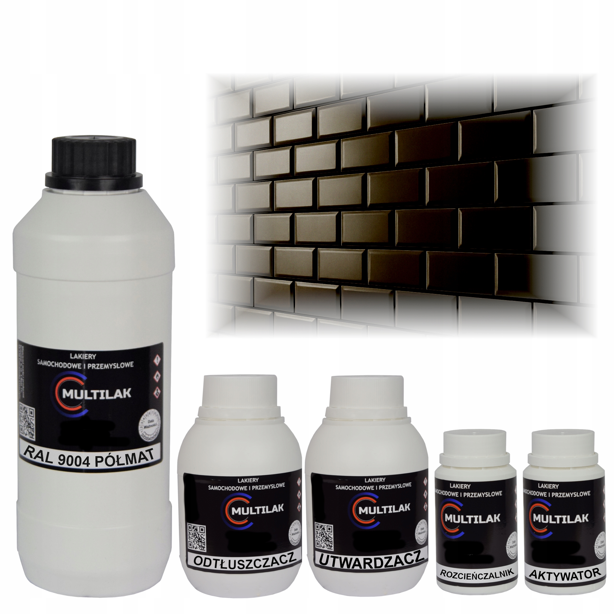 Lak farba Ral 9004 na glazúru dlaždíc a dlaždíc na valček, štetec 1L Polomat