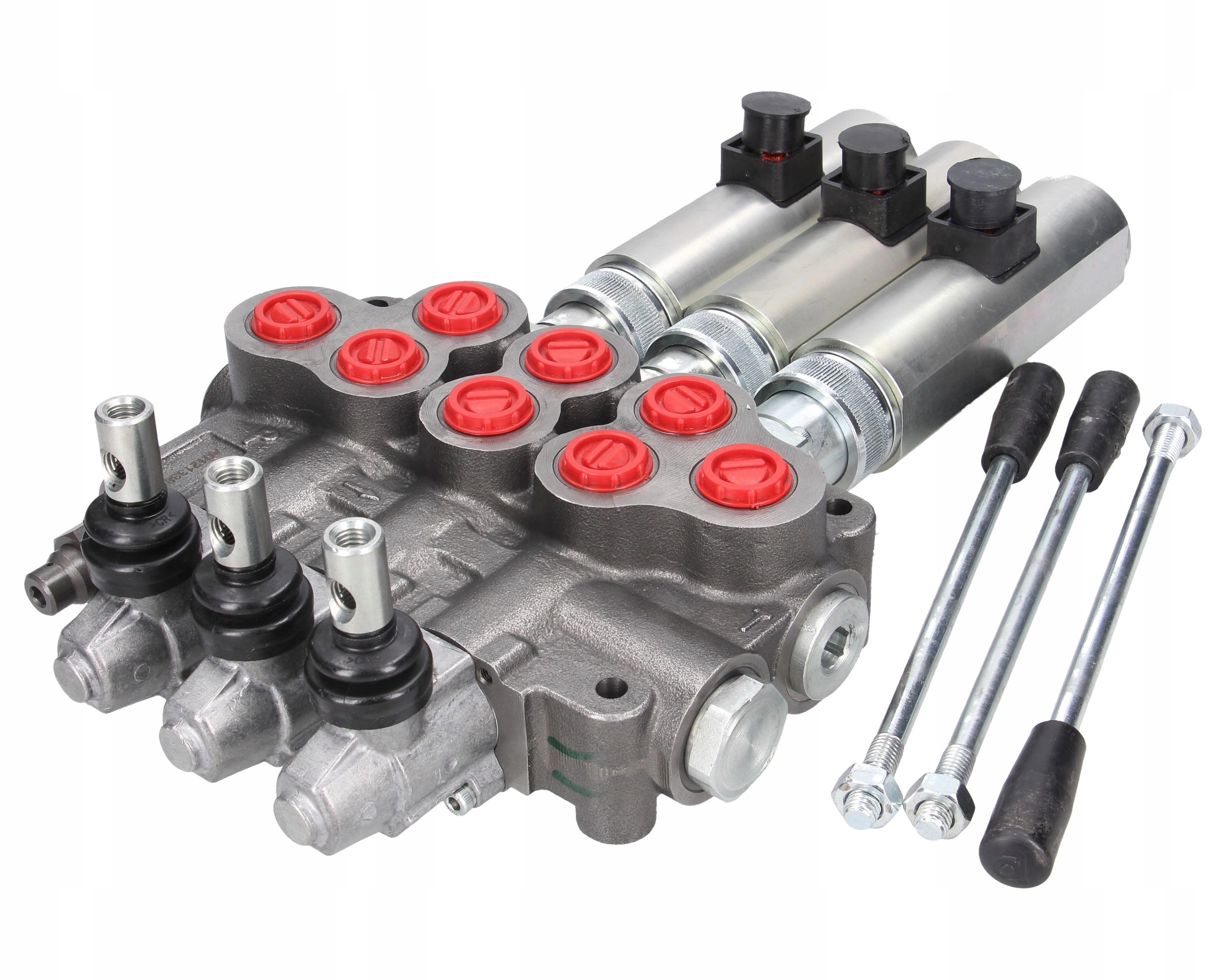 Hydraulický rozdělovač (80 l/m) 3 sekce, ruční elektrické ovládání, 24 VDC